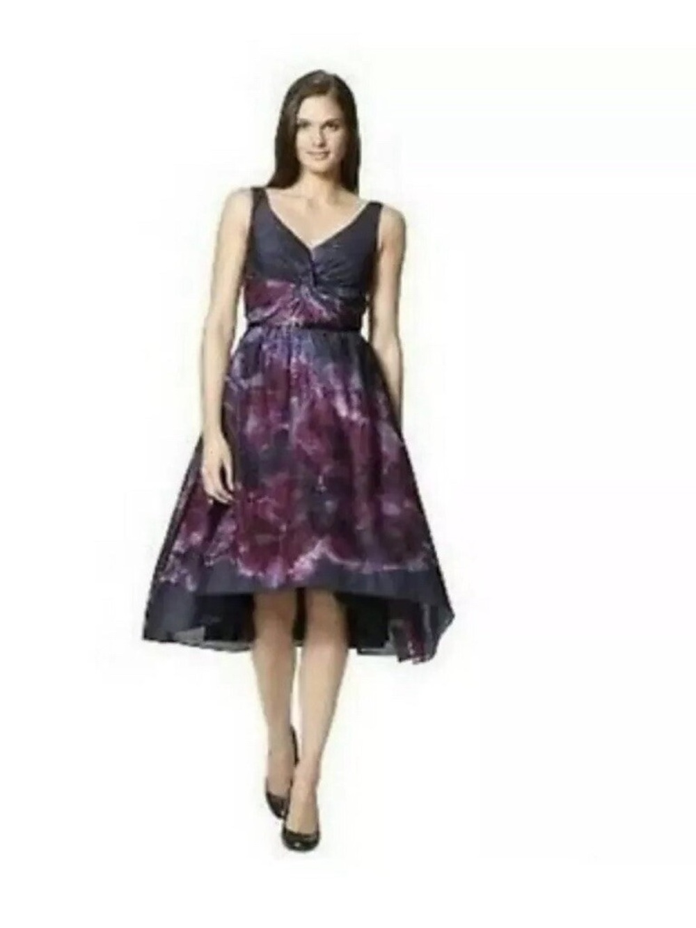Lila Rose Purple Floral High-Low Cocktail party  Dress size 4